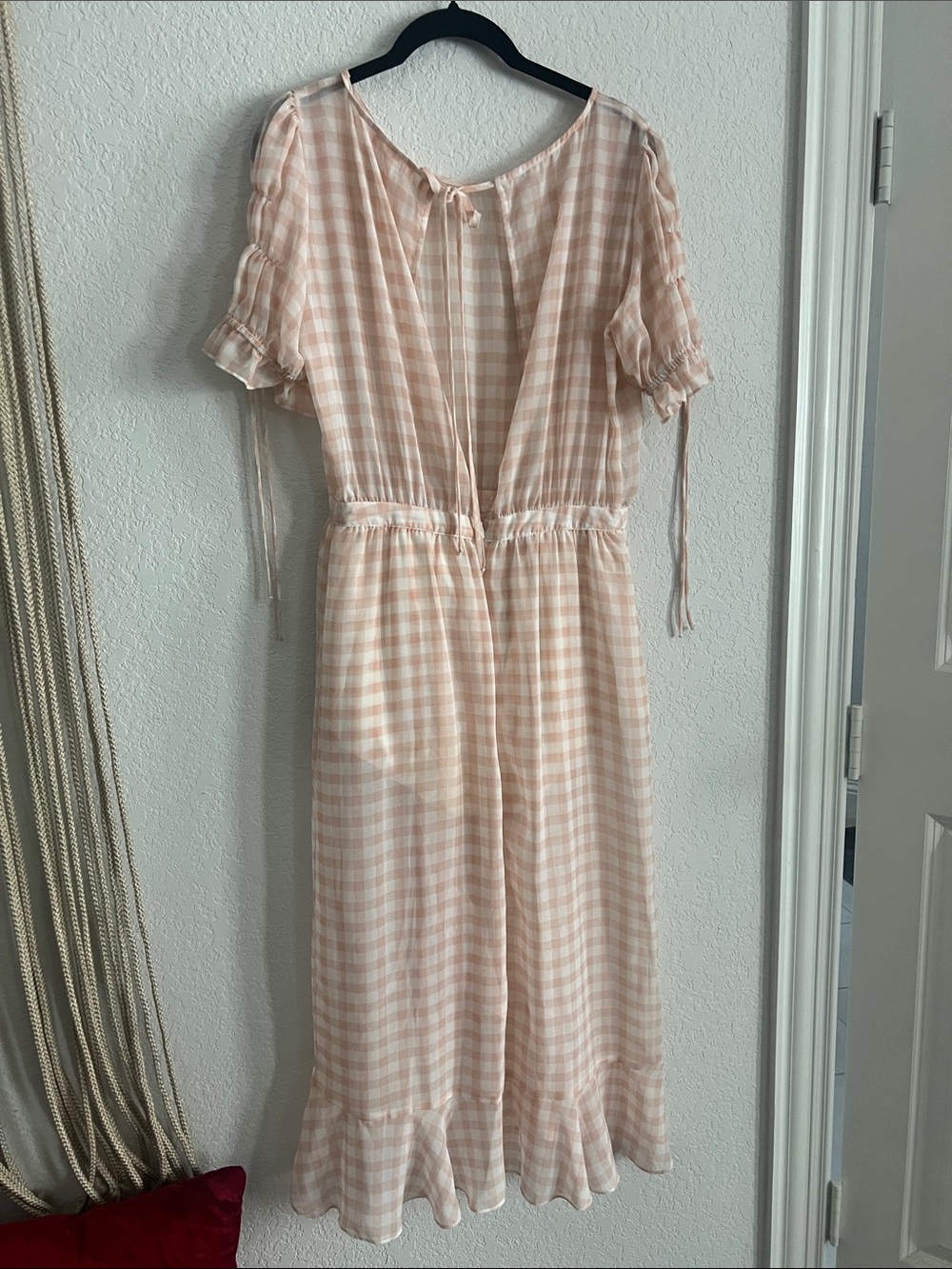 For Love & Lemons Peach and White Gingham Maxi Dress - Picture 7 of 10